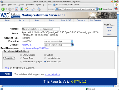 Screenshot: W3C Markup Validation Service